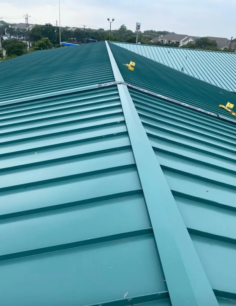 Green commercial metal roof ridge and valley for Metal Roof Repair in Abilene